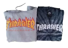 BUNDLE Gray Thrasher Magazine Skateboard Hoodie & Tie-Dye Tee Combo Men's SZ M