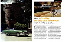 1971-1976 CADILLAC DE VILLE & FLEETWOOD ~ NICE 6-PAGE ARTICLE / AD