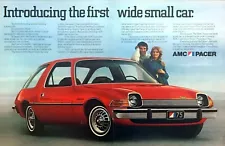 1975 AMC Pacer Hatchback photo "First Wide Small Car" 2-page vintage print ad