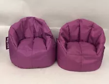 Set Of 2 18" Tall Purple Small Big Joe Bean Bag Chairs W/ Backs