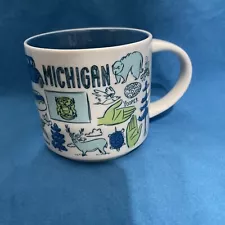 Starbucks MICHIGAN Been There Collection Coffee 14oz Mug Cup State Blue