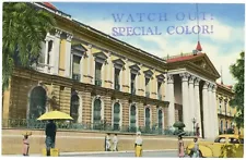 Vintage Cars And People At National Palace In San Salvador, El Salvador Postcard