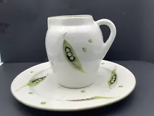 Pitcher & Platter Decorated With Peas Made In Italy For Eddie Bauer