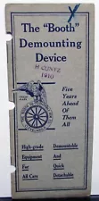 1910 Booth Demounting Device Car De-Mountable Rim & Tire Sales Brochure Original