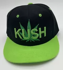 KUSH Weed New League Embroidered Snapback Black Duck Brim Neon Baseball Cap Hat