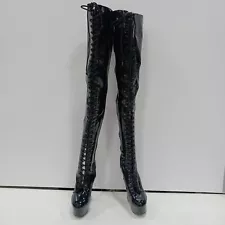 Pleaser Delight 3023 Thigh High Black Boots