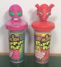 Vintage 2001 Space Alien Poppin’ Pop Candy Toy Figure Container Lot Weird Y2K