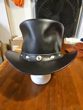 AUSSIE Steampunk Mens Genuine Leather Top Hat Sz XL