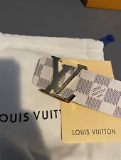 Authentic Louis Vuitton Belt Damier Azur White Size 34 Men M9609