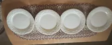 4 Longaberger Woven Trad Pottery HEIRLOOM IVORY Dinner Plates-~USA~FREE SHIP