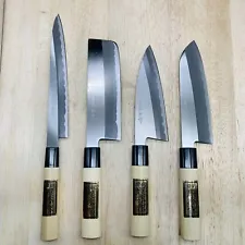 Unused Item Lot of Four Japanese Chef's Kitchen Knives Set 照秀