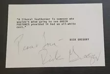 DICK GREGORY TYPED QUOTE SIGNED CIVIL RIGHTS LEADER AFRICAN AMERICAN AUTOGRAPH