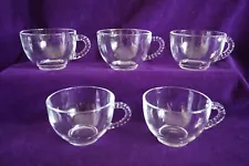 Lot of 5 Hazel Atlas clear glass coffee tea cups for Leaf Snack Plates GUC