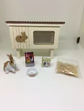 1:12th Scale Dolls House Miniature Hand Painted Rabbit Hutch and Accessories