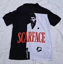 Scarface Button Up Graphic Shirt Mens Medium M Tony Montana Al Pacino READ!