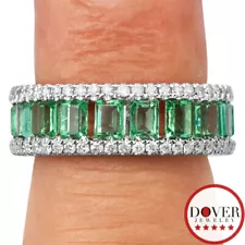 New ListingEstate Diamond 4.40ct Emerald 18K Gold Eternity Band Ring 7.0 Grams NR