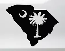 South Carolina with Palmetto Tree Vinyl Decal - State Sabal Palm Tree - Die Cut