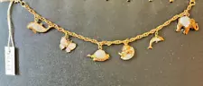 Vintage Saleman's Sample 7” Goldtone Charm Bracelet With Rhinestones Charms