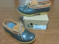 LL Bean Women’s Brown Navy Rubber Moc Low Boots Duck Shoe Sz 8 W USA 175067 NEW