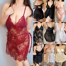 Women's Sexy-Lingerie Babydoll Sleepwear Underwear G-String Lace Dress Nightwear