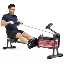 Sunny Health Fitness Hydro Compact Water Smart Rowing Machine for Home RW522073