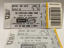 U2 : CONCERT TICKET & 3 TICKET STUBS -1989, 2006 & 2010 -: AUSTRALIAN TOURS