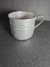 Vintage Aluminum 2 Cup Measuring Cup Embossed Marker Lines 16 Oz USA Made