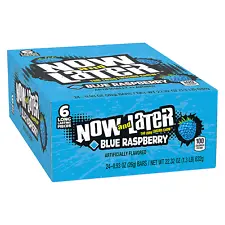 Now & Later Soft Taffy Chewy Blue Raspberry Fruit Chews, Pack of 24