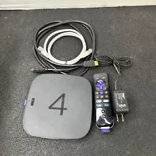 Roku 4 (4th Generation) Media Streamer 4400X With Power Adapter & Remote TESTED