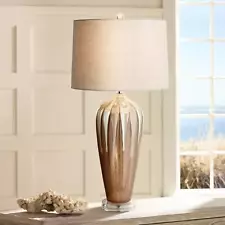 Loren Mid Century Modern Table Lamp 28 1/4" Tall Ivory Drip Ceramic for Bedroom