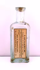 Antique LAUDANUM Bottle 1890's Medicine Poison EMPTY Wm. H. Brown Baltimore MD.