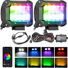 For Can-am Maverick MAX 2x4Inch RGB Multicolor Strobe Flash LED Work Cube Pods