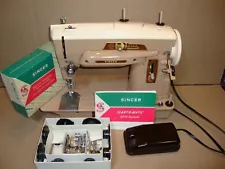 VINTAGE SINGER SEWING MACHINE 403A, SLANT NEEDLE, SERVICED, #NA977654