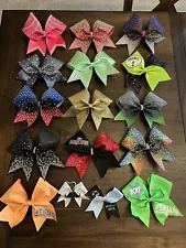 Lot of 14 Cheer Bow 2 Key Chain Hair Bows Cheerleading Dance Majors Rays Multi