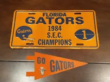 Florida Gators 1984 SEC Champs Auto Plate Plus Mini Banner. RARE. Car Tag
