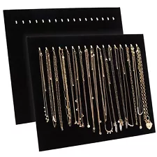 2 Pack Jewelry Display for Selling Black Velvet Boutique Necklace Stands Boar...