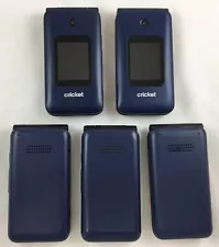 5 Alcatel U102AC Debut Flip Cricket Cell Phone Lot GOOD (Blue)