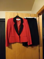 Womens Lilli Ann Petite Suit Red & Black Lined no tags Please See Measurements