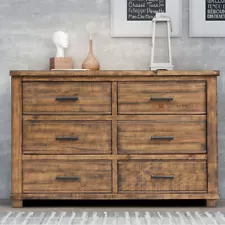 Solid Wood 6 Drawer Dressers Storage Cabinets Chests of Drawers Farmhouse Style