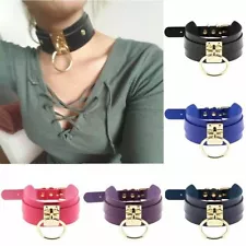 Women Sexy Punk Gothic Wide Fashion PU Leather O Ring Collar Choker Necklace