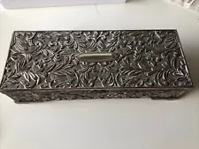 Vintage Godinger Silver-Tone Ornate Floral Pattern Jewelry Box