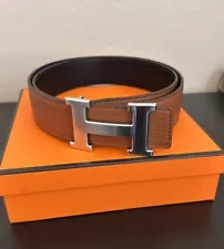 Hermes Belt REVERSIBLE Brown/Black Size 33-35 110 CM