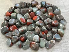 African Bloodstone Tumbled Stones, 0.75-1.25" Tumbled Seftonite Stones, Bulk Lot