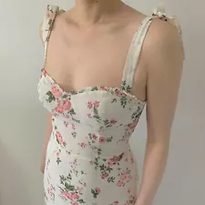 Reformation Nikita Dress SAMPLE SALE UK6-8 Ditsy Floral Ivory Pink Midi Sundress