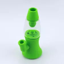 Silicone and Glass Lava Lamp Water Pipe Mini Bong Easy to Clean Travel Size