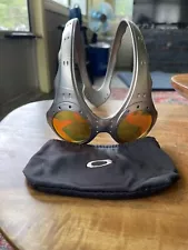 Oakley Over The Top FMJ Sunglasses Silver With Fire Lens