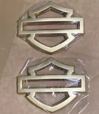 *SALE* Harley Davidson HD Emblems Decals Tank Badges Gold 2pc SHIPS FREE! OBO!