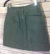 Anna Glover for H&M Women's Olive Green Denim Mini Skirt, Size 4.