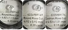 3 GIA Rose Cut Diamonds I-I1 0.23ct, F-SI2 0.20ct, F-I1 0.19ct Laser Inscribed