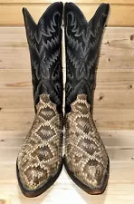 Panhandle Slim Diamondback Eastern RATTLESNAKE EXOTIC Rare COWBOY BOOTS Men’s 9D